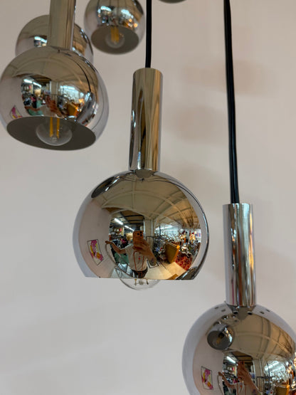 Vintage Kaskadenlampe 7-flammig Chrom von Richard Essig