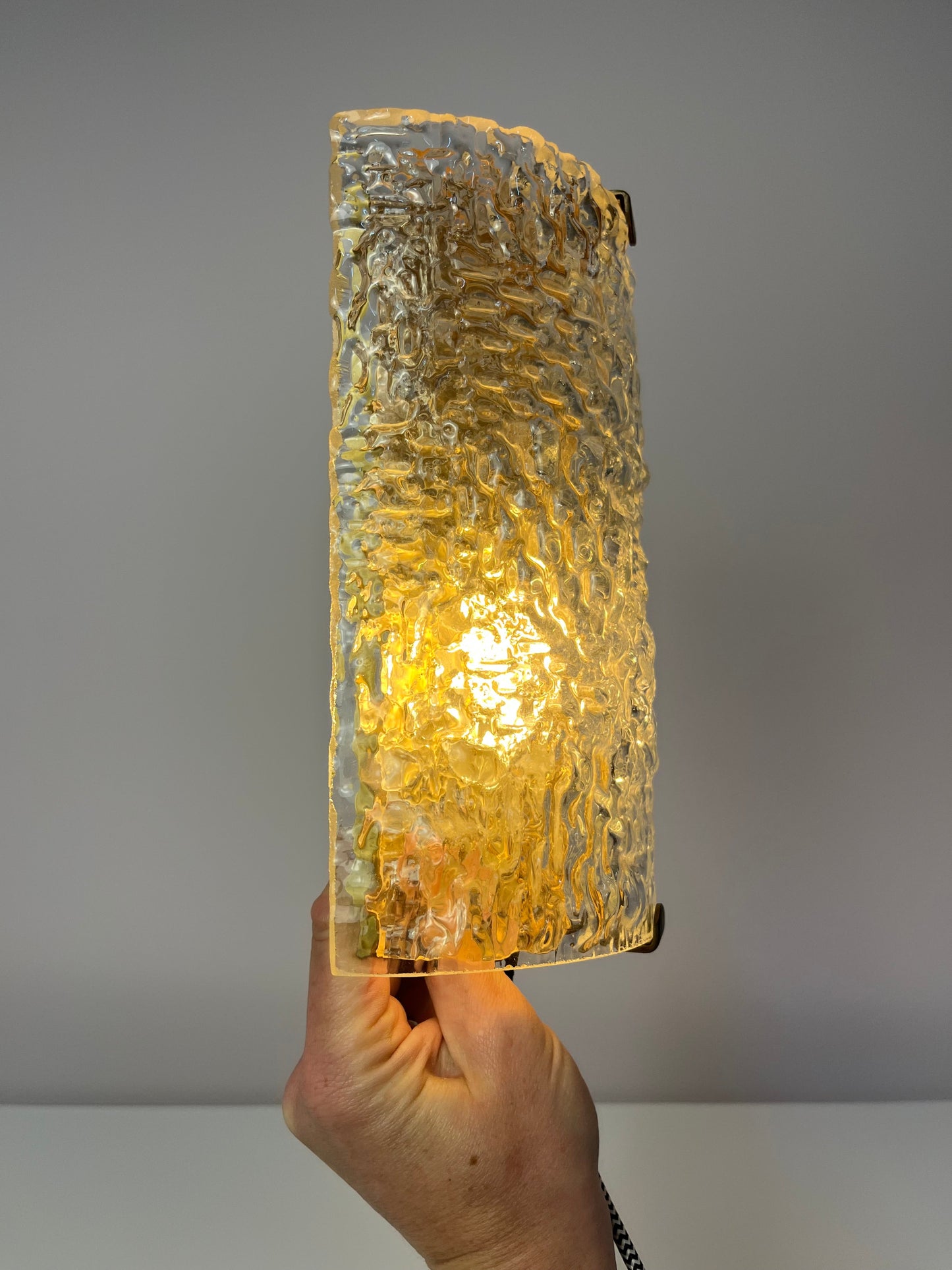 Vintage Wandlampe Glas Messing von Orrefors