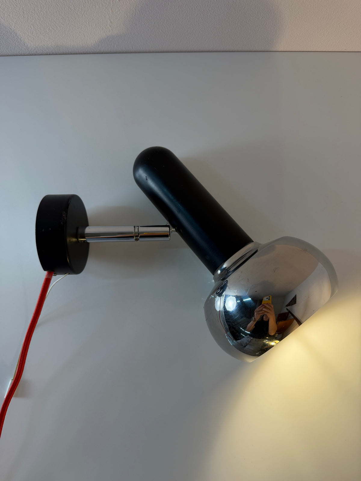 Vintage Wandlampe von Sische, Schwarz-Chrom