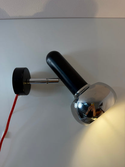 Vintage Wandlampe von Sische, Schwarz-Chrom