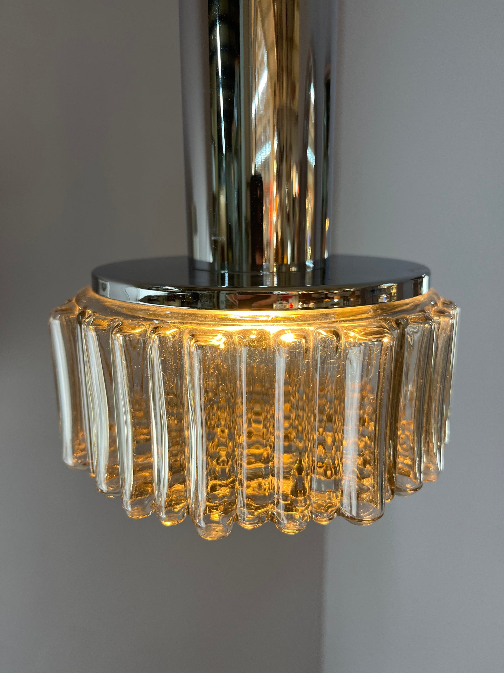 Pendelleuchte Modell P105 Rauchglas Chrom von STAFF