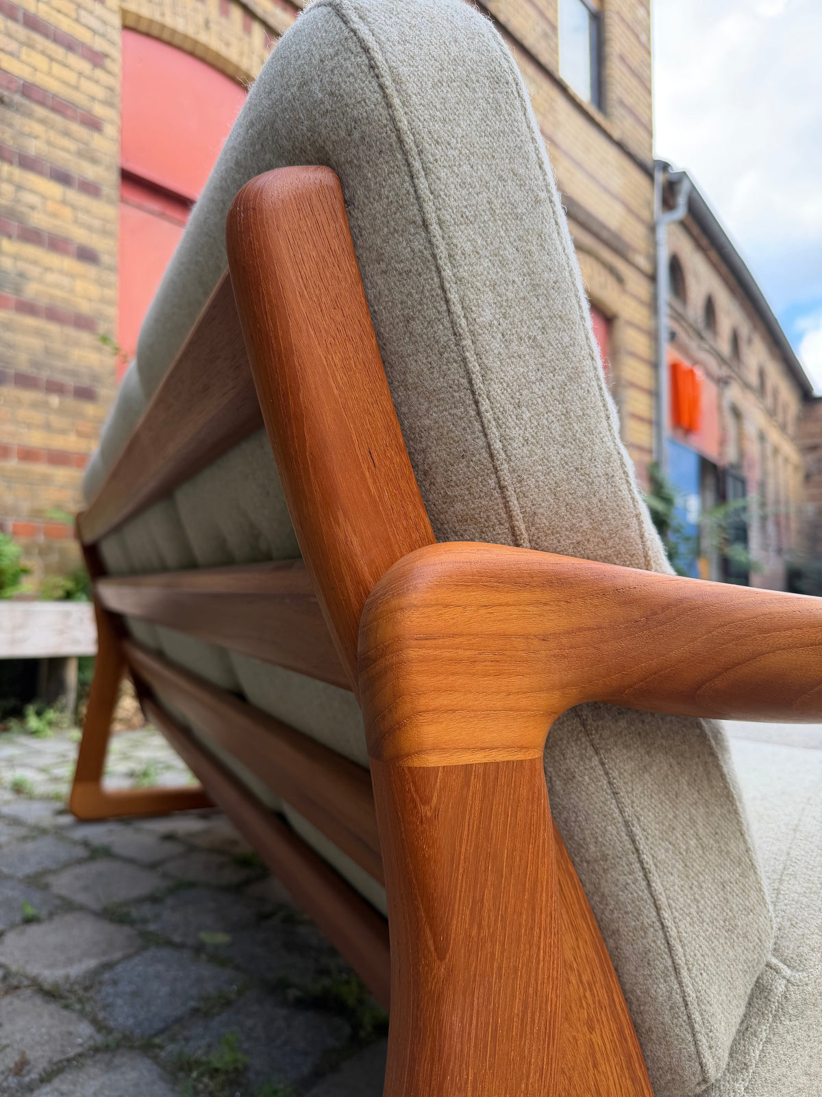 3-Sitzer Sofa Teak und Wolle von Holstebro Møbelfabrik