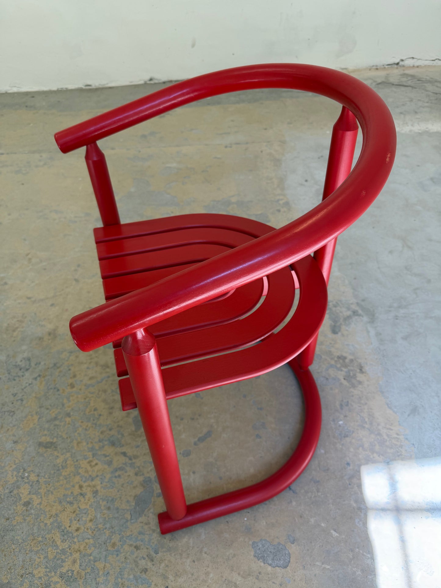 Vintage Armlehnstuhl "Rainbow Chair" von Allmilmö, rot
