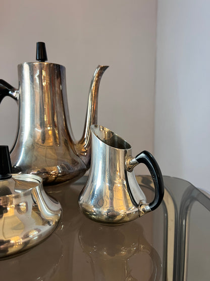 Vintage Kanne Zuckerdose Milchkännchen Sauciere EPNS versilbert von Hans Bunde für COHR Denmark Set