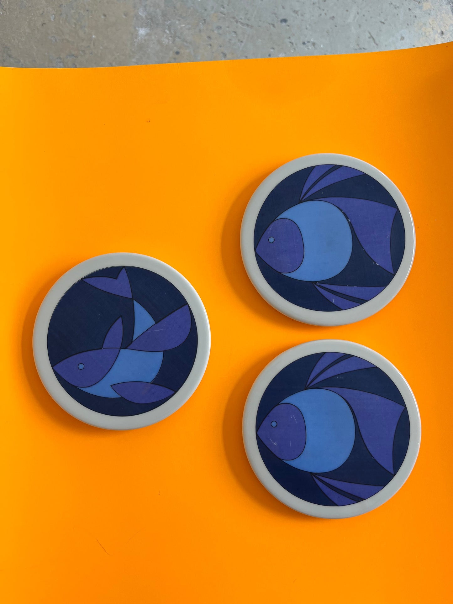 Assiette de collection vintage poisson bleu par Ib Antoni pour Bing &amp; Grøndahl lot de 3