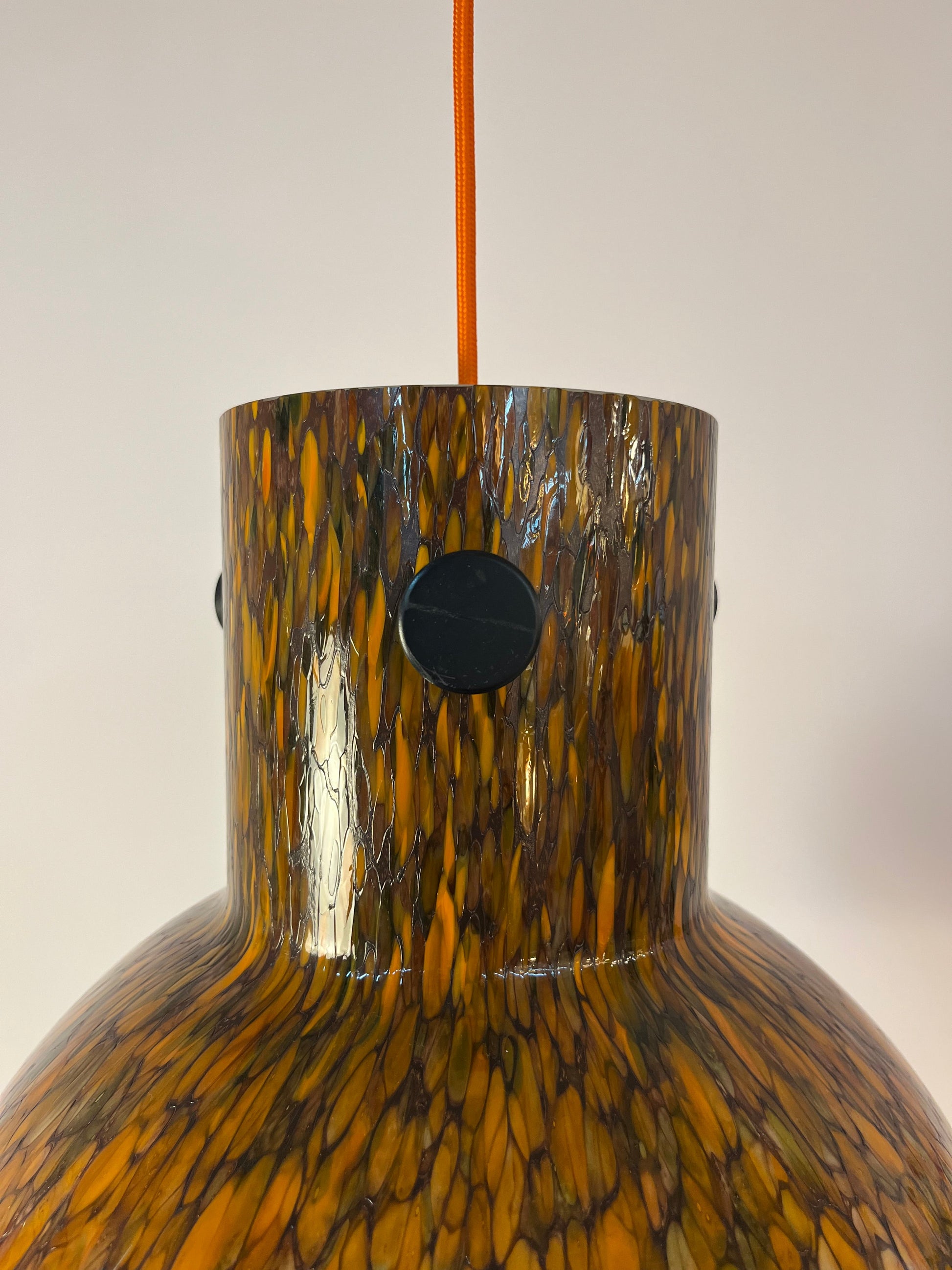 Vintage Hängelampe Millefioriglas orange von Peill und Putzler