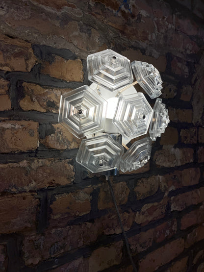 Vintage Wandlampe Eiskristall von VEB Kristallleuchtenbau Ebersbach