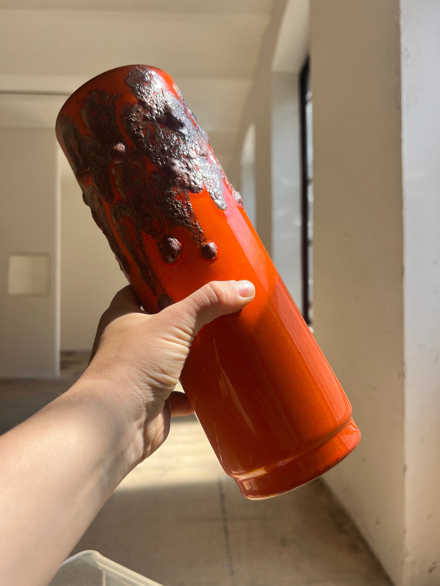 Vintage vase Fat Lava orange by Scheurich West Germany