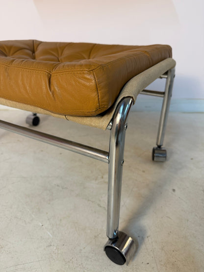 Vintage Hocker "Bore" von Noboru Nakamura für IKEA, Chrom und Leder