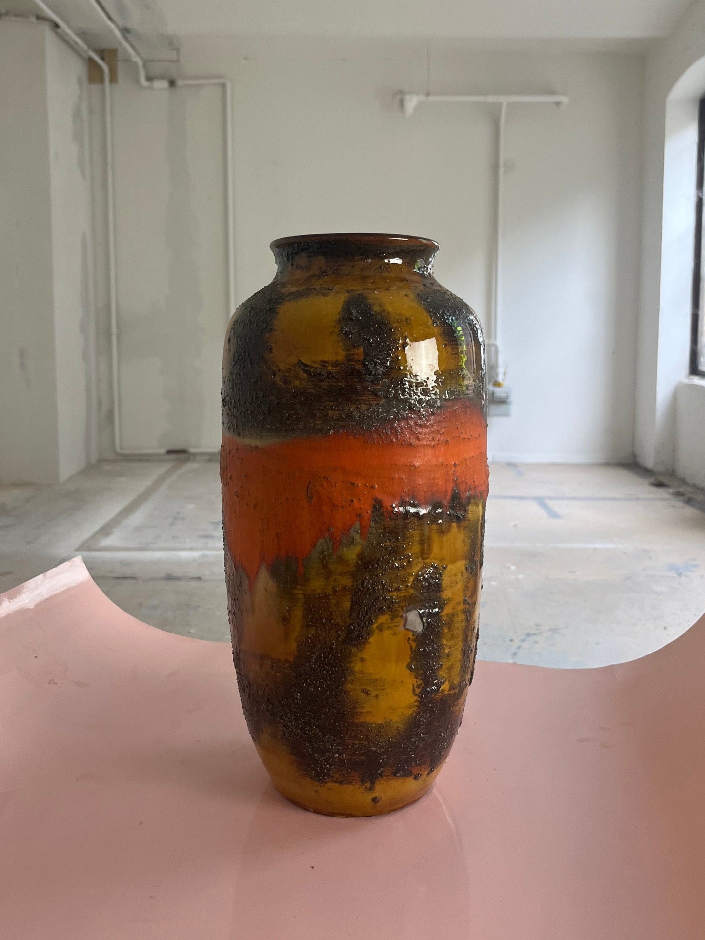 Vintage Vase 5071-38 Fat Lava orange brown by Carstens Keramik West Germany