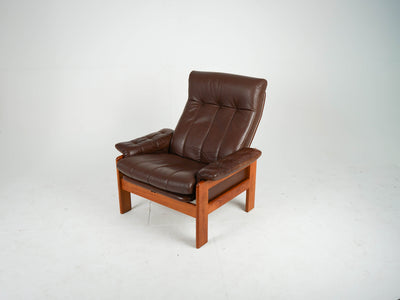Vintage Sessel aus Teak und Leder, Dänisches Design