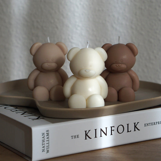 Handgefertigte Design-Kerze Teddy