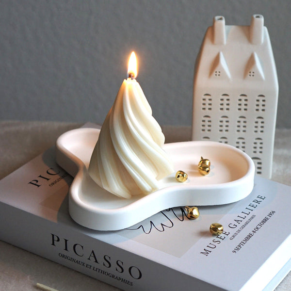 Handmade designer candle Swirl Christmas tree