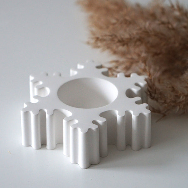 Handmade snowflake tealight holder