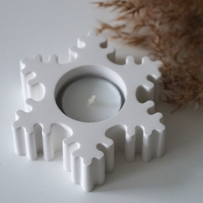 Handmade snowflake tealight holder