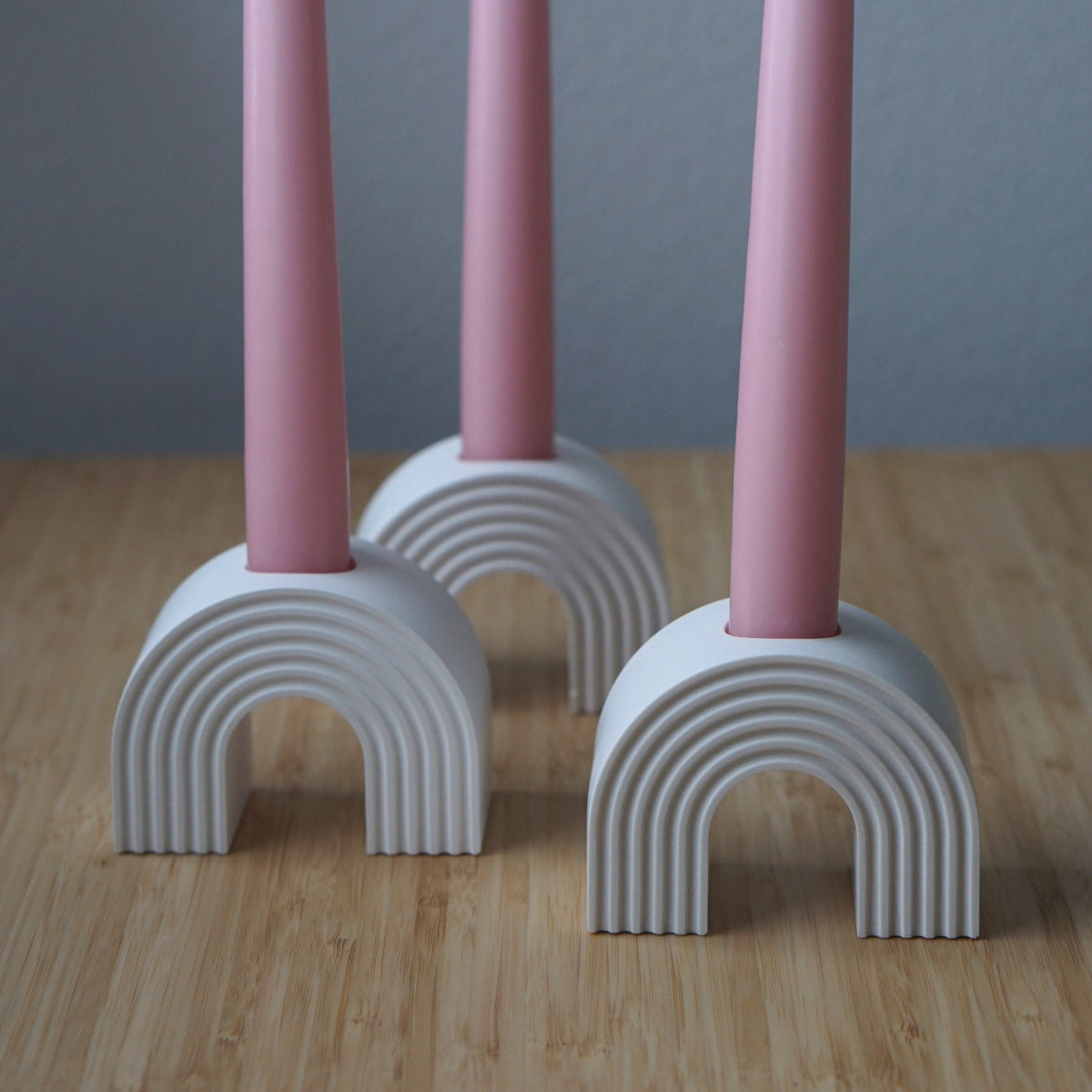 Handmade Taper Candle Holder Rainbow 10x6cm