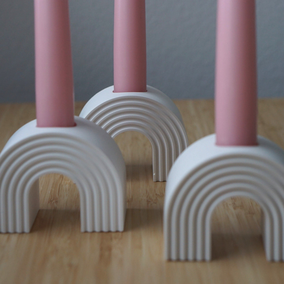Handmade Taper Candle Holder Rainbow 10x6cm