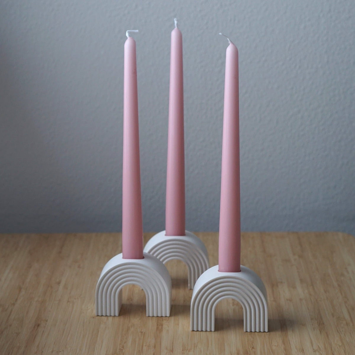 Handmade Taper Candle Holder Rainbow 10x6cm