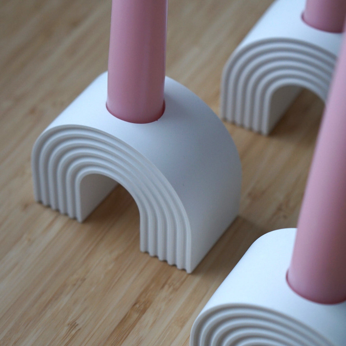 Handmade Taper Candle Holder Rainbow 10x6cm