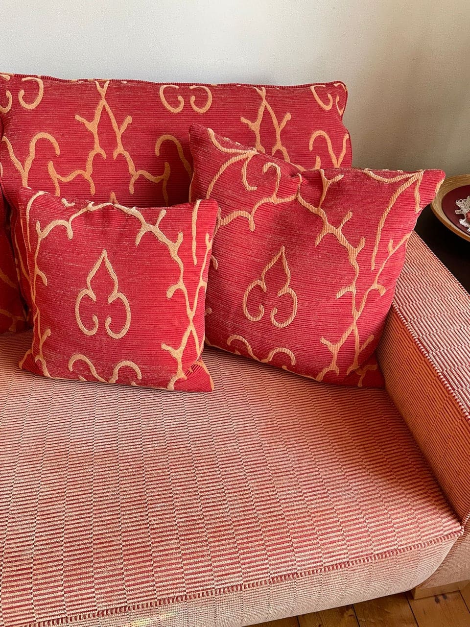 Canapé 3 places vintage de Kauffeld en rouge-orange