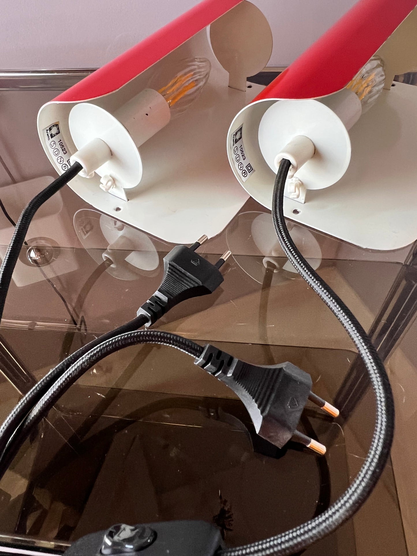 Vintage Wandlampe rot von Aneta Set von 2