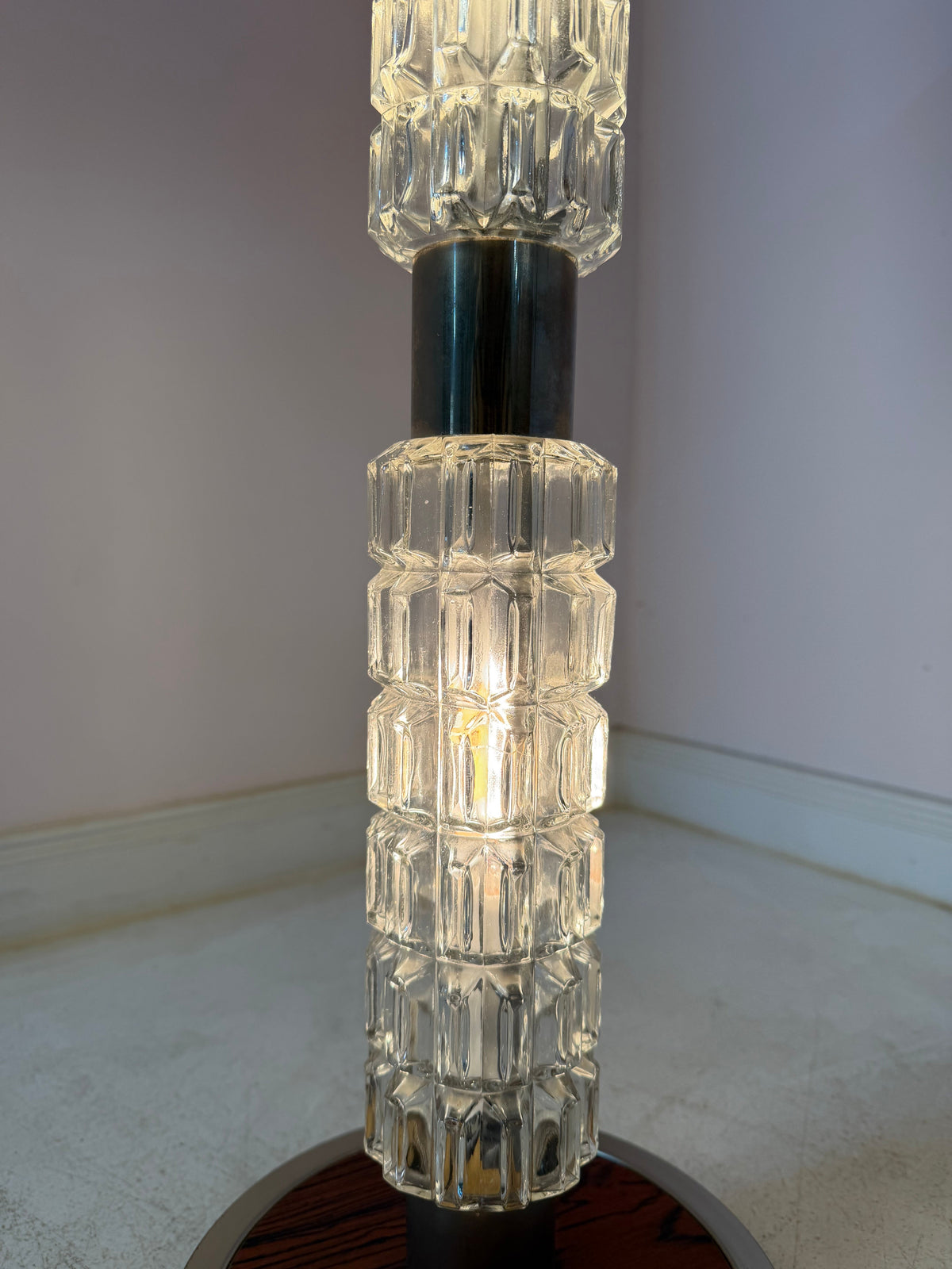 Vintage Stehlampe Space Age Chrom und Glas von Fischer Leuchten