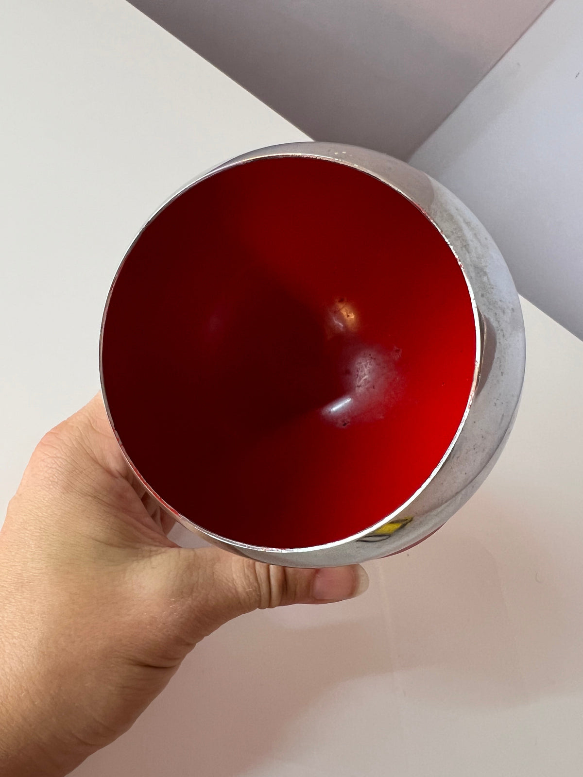 Vintage Kugelaschenbecher rot Chrom von Quist