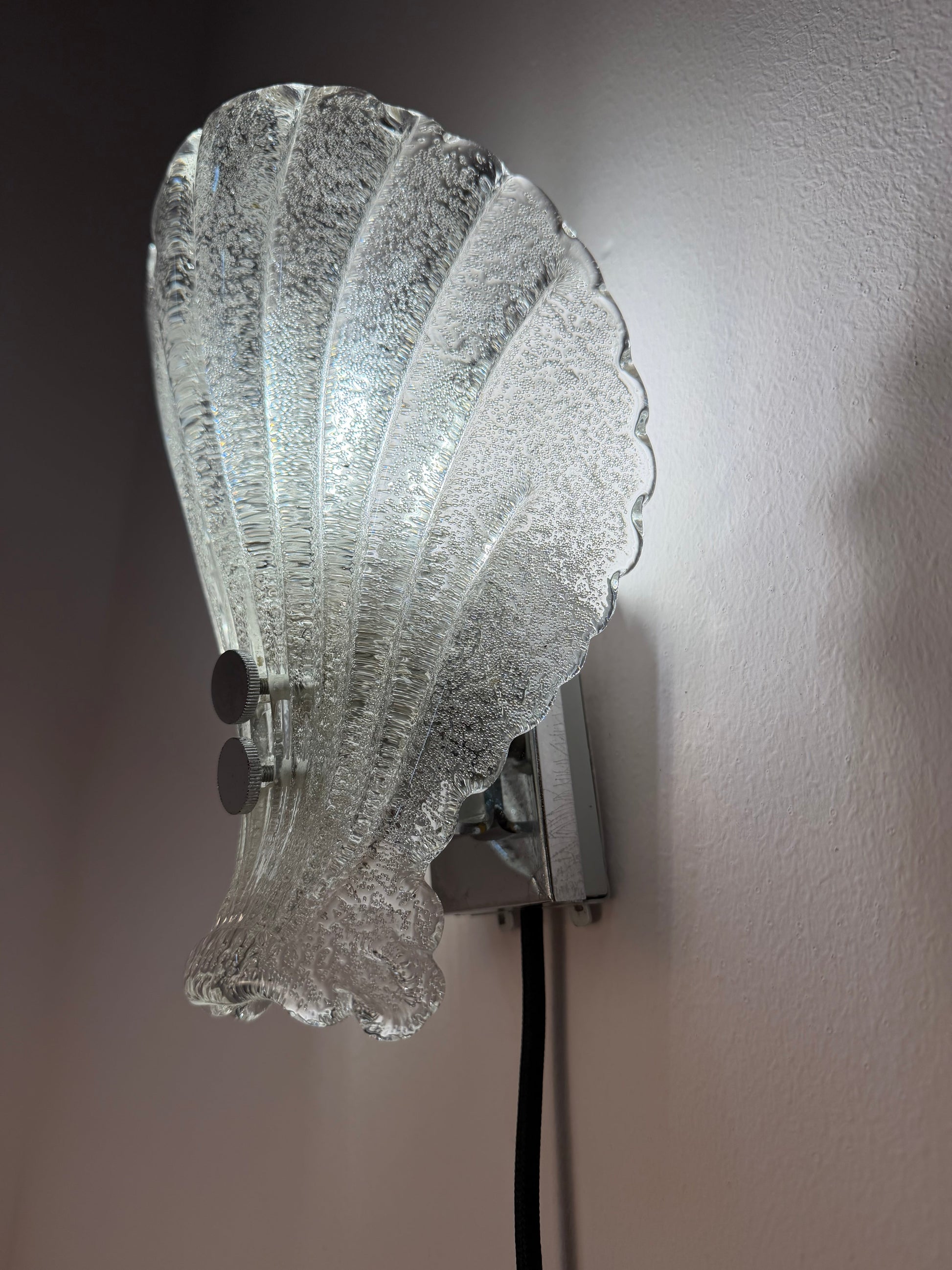 Vintage Wandlampe Muschel Glas von Sölken