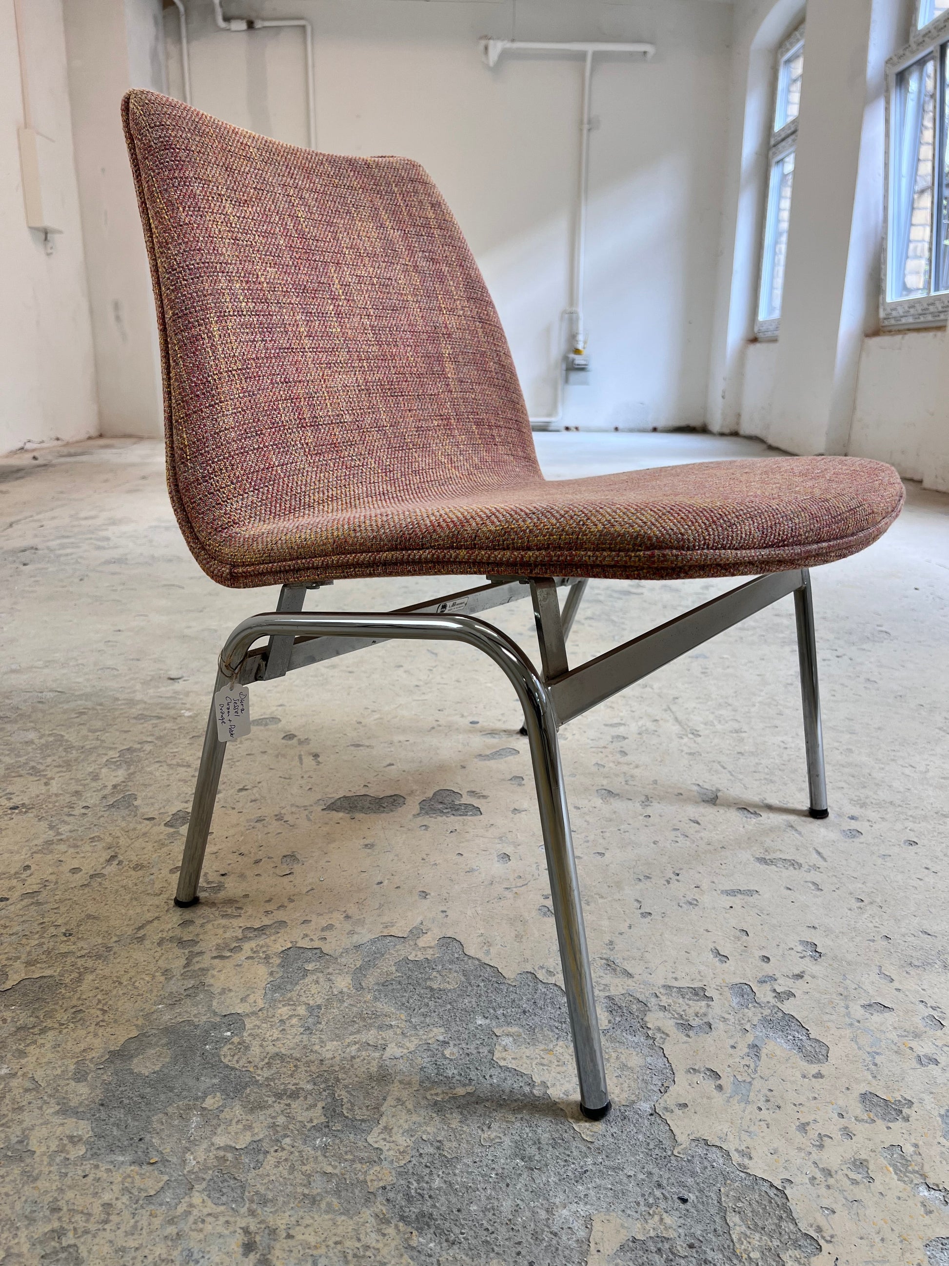 Vintage Sessel Lufthavnsstol von Anden Arkitekt für Duba Møbelindustri orange Chrom