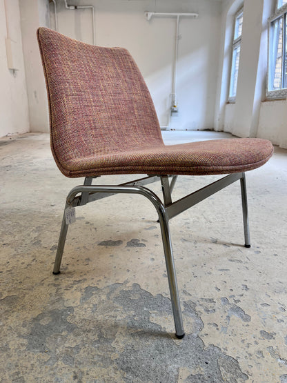 Vintage Sessel Lufthavnsstol von Anden Arkitekt für Duba Møbelindustri orange Chrom