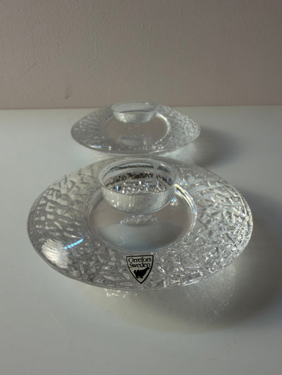 Set of 2 Diskus Candle Holders by Lars Hellsten for Orrefors