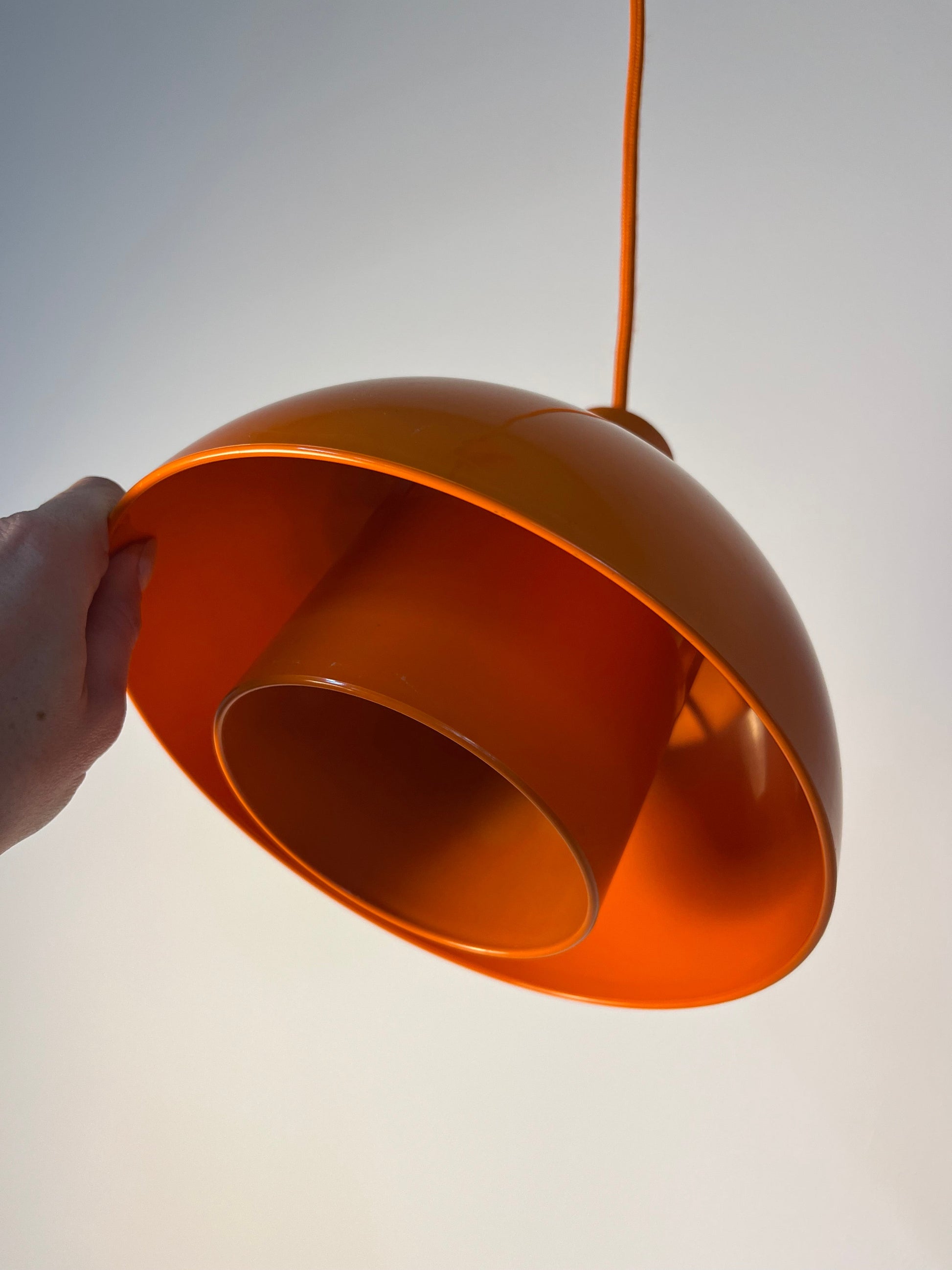 Vintage Hängelampe Minisol von K. Kewo für Nordisk Solar, Orange