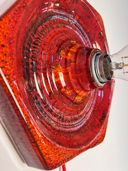 Vintage Wandlampe von Hustadt Leuchten, rote Keramik in Hexagon-Form
