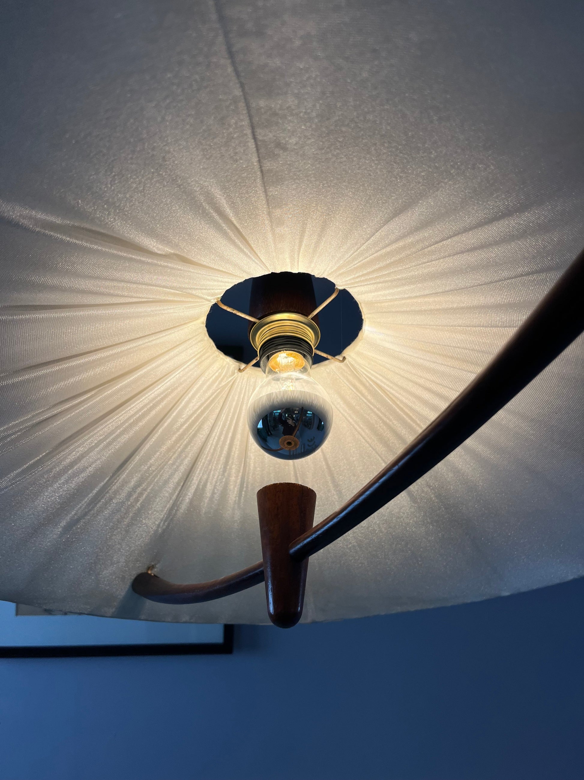 Vintage Hängelampe Teak von Temde beige braun