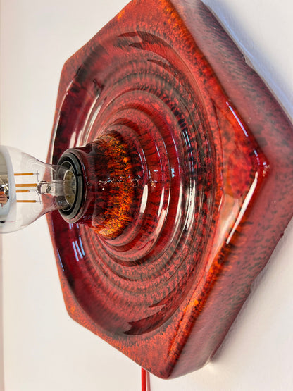 Vintage Wandlampe aus roter Keramik von Hustadt Leuchten