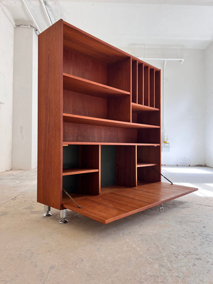Vintage Bücherregal mit Klappfach Teak aus Dänemark