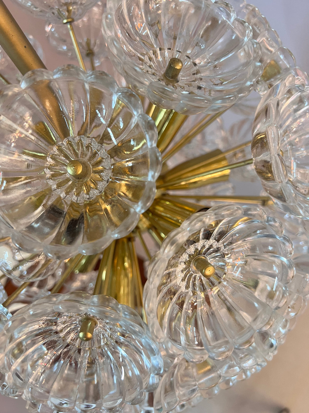 Vintage Kronleuchter Pusteblume von VEB Kristalleuchte Ebersbach