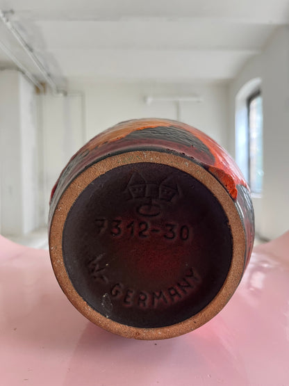 Vintage vase 7312-30 Fat Lava orange red from Carstens Keramik West Germany