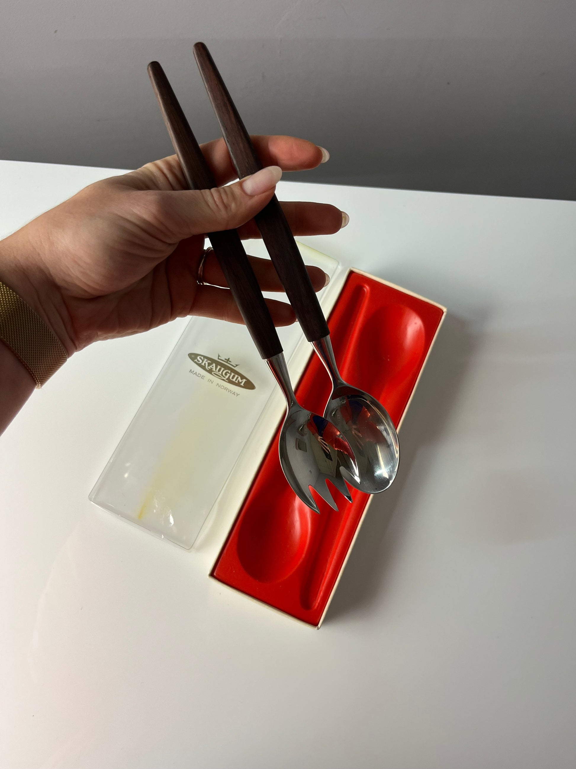 Salatbesteck Teak von Skaugum aus Norwegen