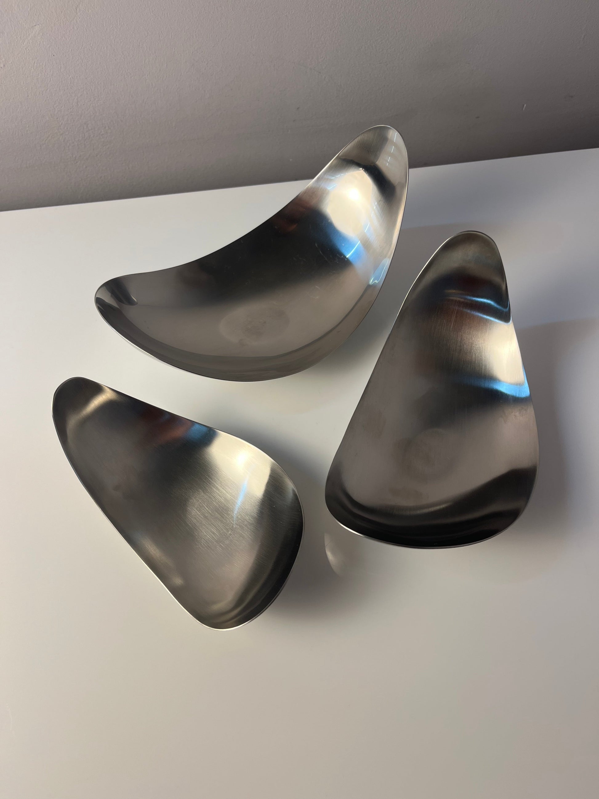 Vintage Servierschale Leaf von Helle Damkjær für Georg Jensen Set von 3