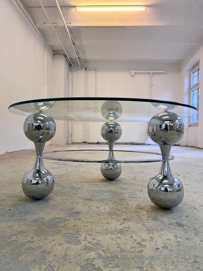 Vintage Couchtisch Chrom und Glas silber Pre-Loved