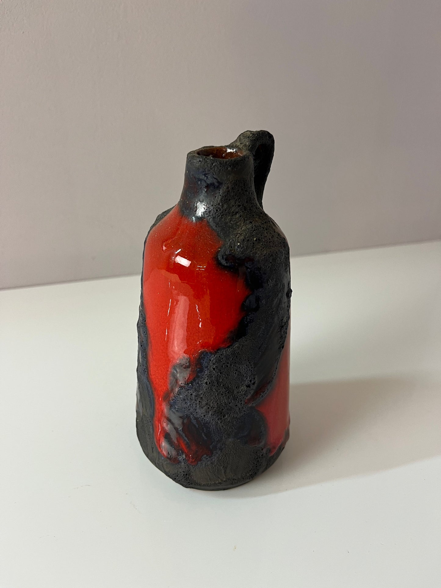 Vintage Vase Fat Lava von Marei Keramik rot dunkelbraun