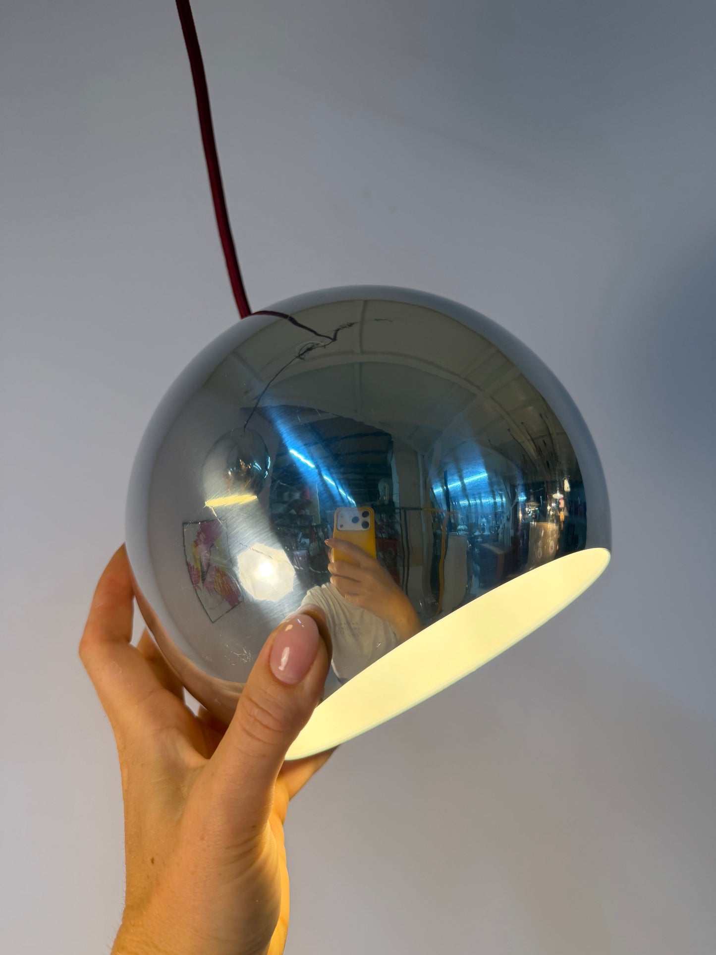 Vintage Hängelampe "Topan" von Verner Panton, Chrom