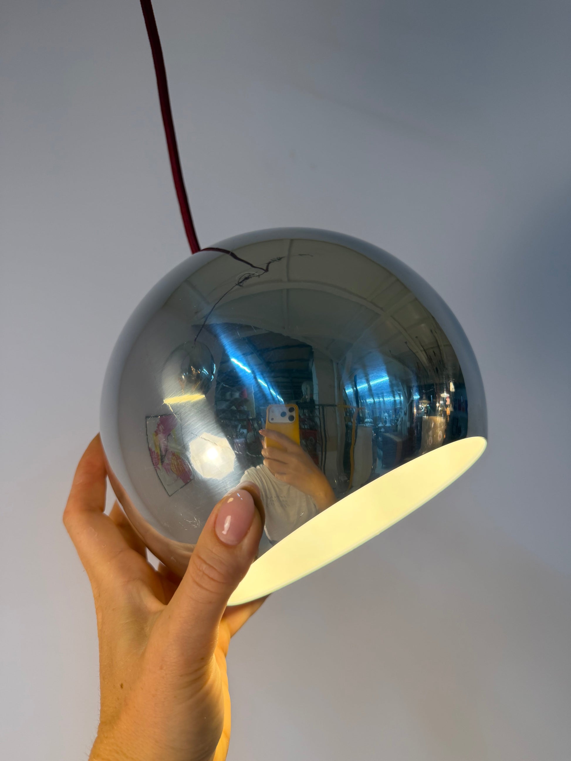 Vintage Hängelampe "Topan" von Verner Panton, Chrom