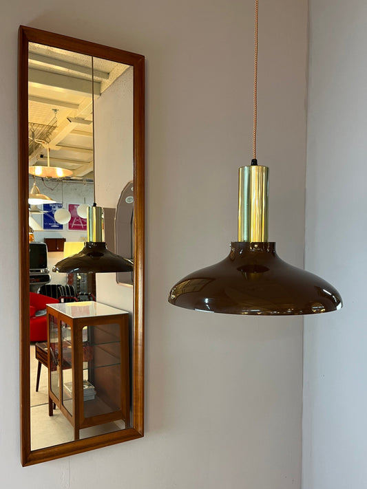 Lampe suspendue vintage en laiton marron du Danemark