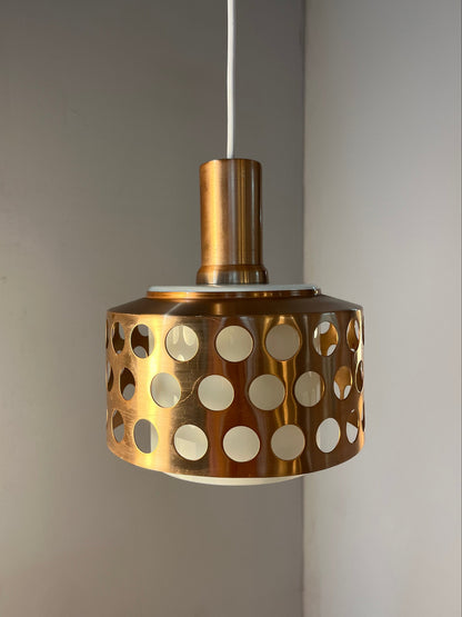 Vintage Hängelampe Kupfer von Schweden für E14 Fassungsgröße, Glas, Weiß