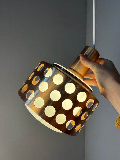 Vintage Hängelampe Kupfer von Schweden für E14 Fassungsgröße, Glas, Weiß