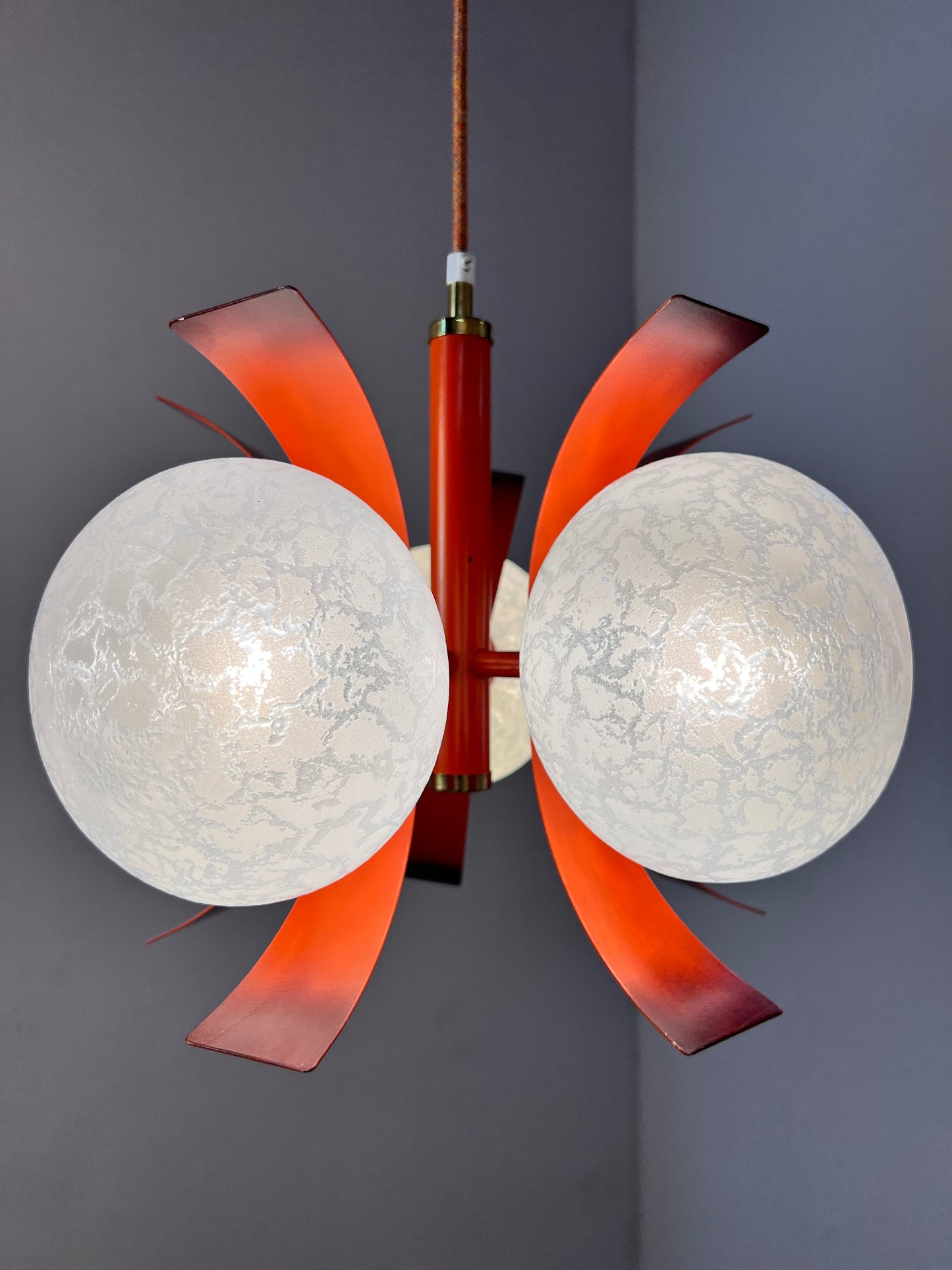 Vintage Kronleuchter von Richard Essig für Space Age, weiß orangebraun