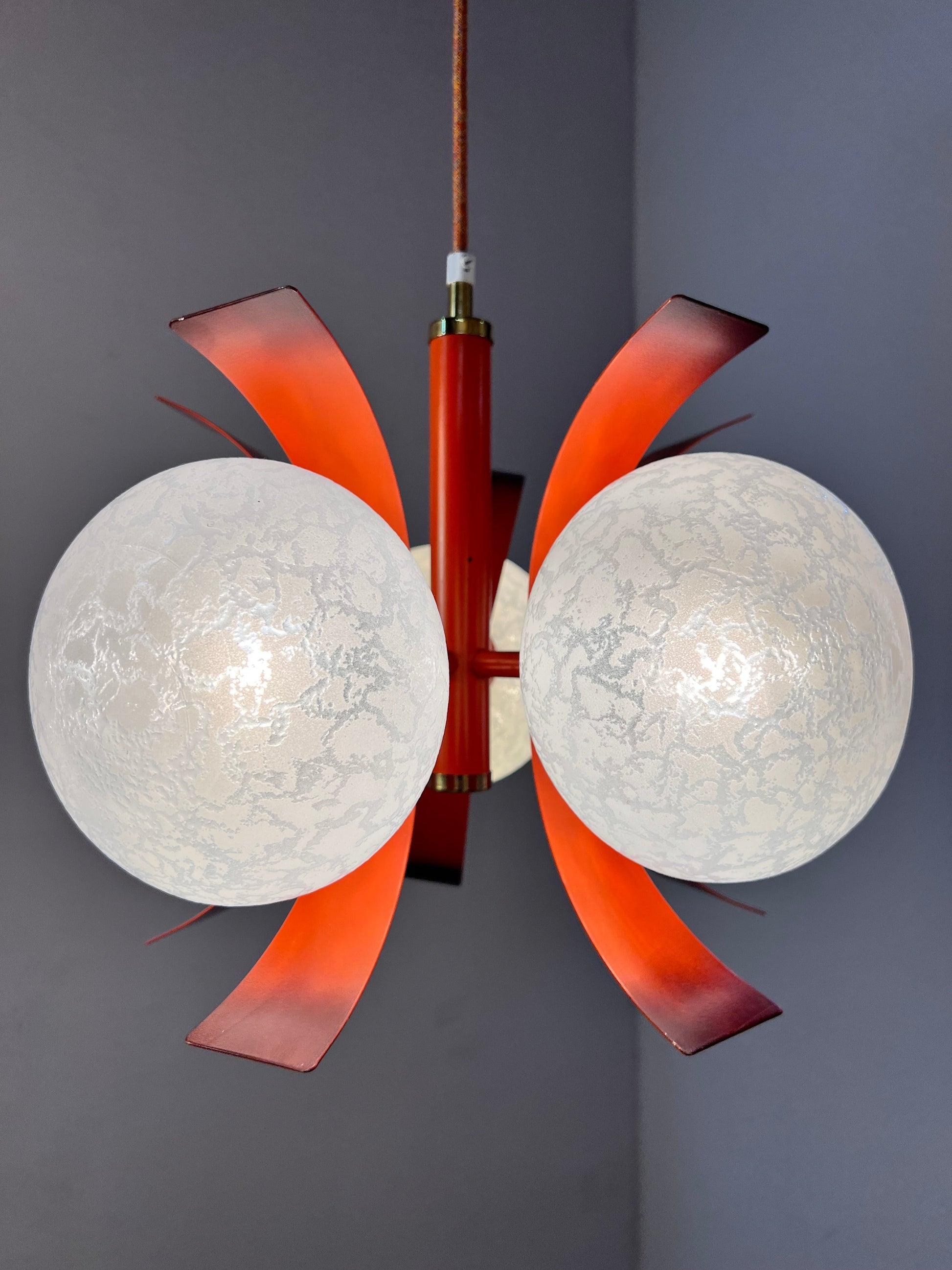 Vintage Kronleuchter von Richard Essig für Space Age, weiß orangebraun