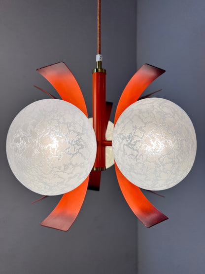 Vintage Kronleuchter von Richard Essig für Space Age, weiß orangebraun